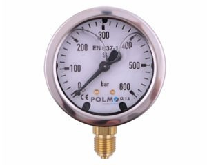 Manometr glicerynowy M63 600 bar dolne przyłącze G1/4" POLMO