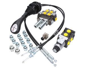 Rozdzielacz hydrauliczny 2-sekcyjny 40l zestaw z elektrozaworem joystickiem linką 1500mm Waryński