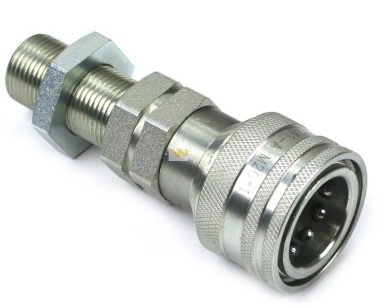 Szybkozlacze hydrauliczne gniazdo z eliminatorem ciśnienia long M20x1.5 gwint zewnetrzny EURO (ISO 7241-A) Warynski 