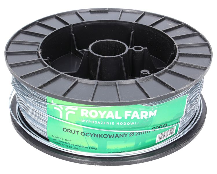 Drut do pastucha ocynkowany fi 2.0 mm 500m ROYAL FARM RM-105010013 